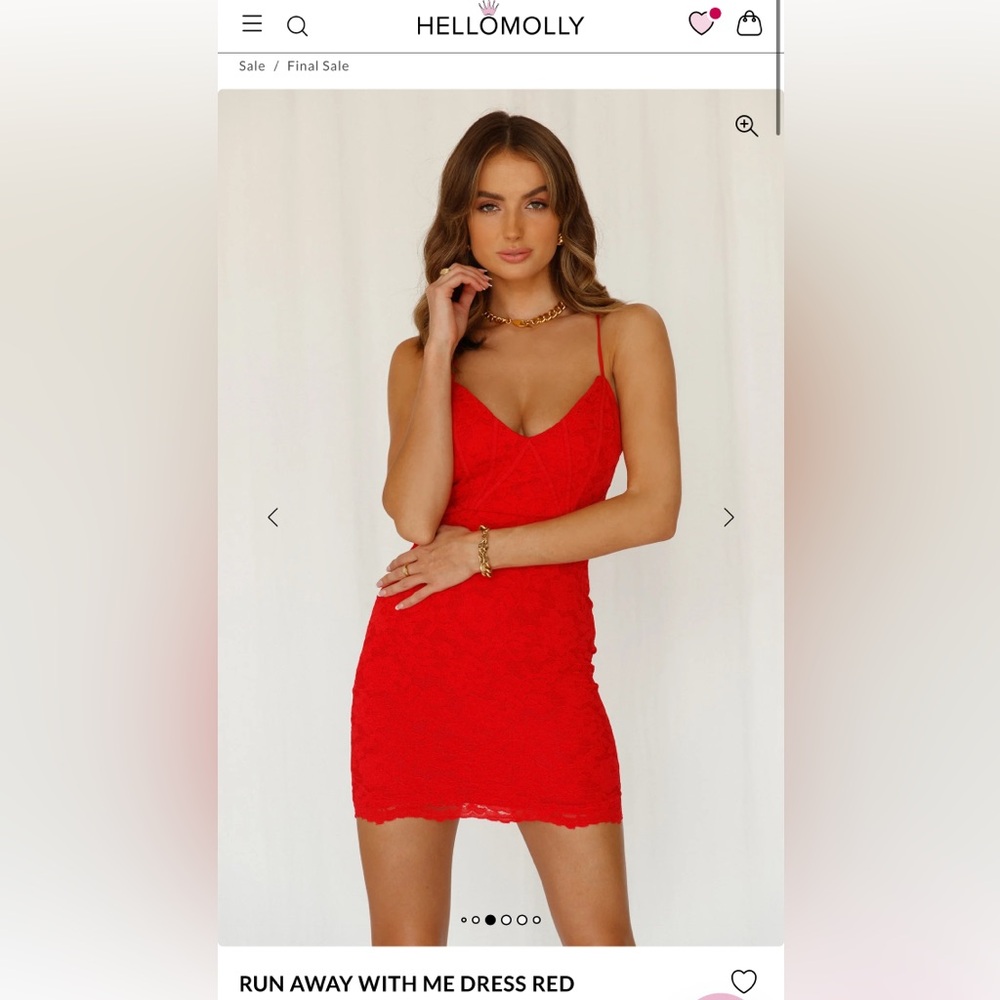 NWT Hello Molly Vibrant Red Run Away With Me Mini Dress size small